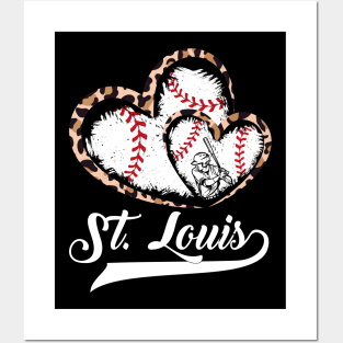 St. Louis, leopard, Twin hearts, baseball players, love baseball Posters and Art